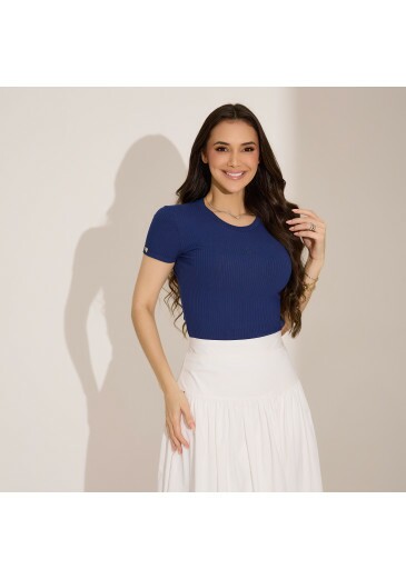 Blusa Yara Em Malha Azul Marinho Tata Martello Primavera/Verão 2027