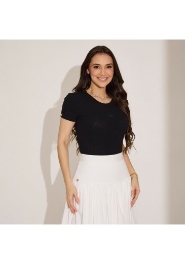 Blusa Yara Em Malha Preta Tata Martello Primavera/Verão 2027