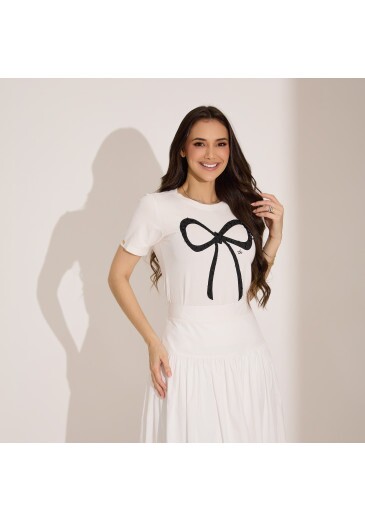Blusa Manu Em Malha Bege Tata Martello Primavera/Verão 2027