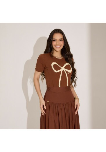 Blusa Manu Em Malha Marrom Tata Martello Primavera/Verão 2027