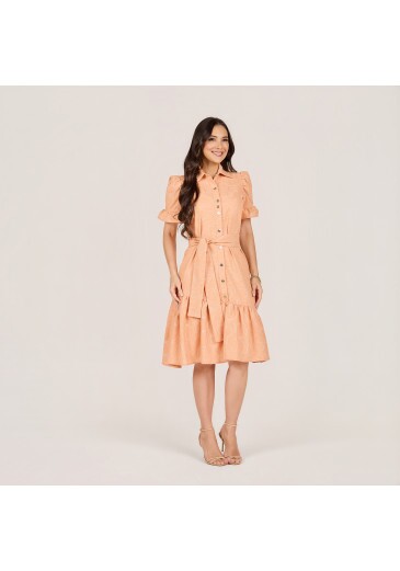 Vestido Liliana Em Linho Laranja Tata Martello Primavera/Verão 2027