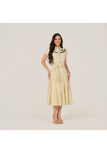 Vestido Rose Em Crepe Amarelo Tata Martello Primavera/Verão 2027