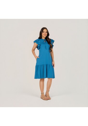 Vestido Laura Em Malha Azul Tata Martello Primavera/Verão 2027