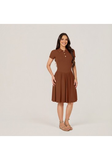 Vestido Cintia Em Malha Canelada Marrom Tata Martello Primavera/Verão 2027