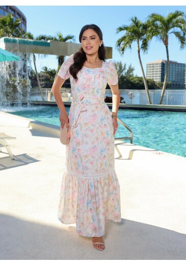Vestido Aurora Em  Crepe Estampado Maria Amore Primavera/Verão 2026