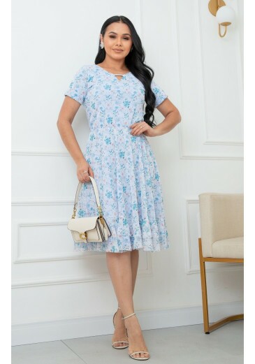 Vestido Carolina Em Tule De Malha Estampada Maria Amore Primavera/Verão 2026