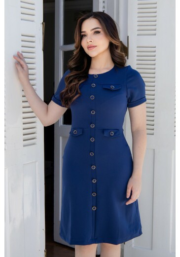 Vestido Laura Em Alfaiataria Azul Noite Maria Amore Primavera/Verão 2026