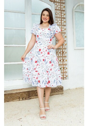 Vestido Lígia Em Sedinha Estampada Maria Amore Primavera/Verão 2025
