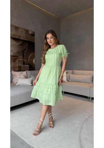 Vestido Norraine Em Tecido Cambraia De Algodão Verde Nitido Primavera/Verão 2026