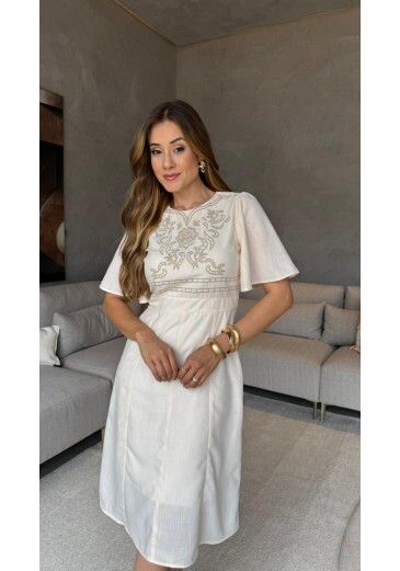 Vestido Paloma Em Alfaiataria Branco Nitido Primavera/Verão 2026