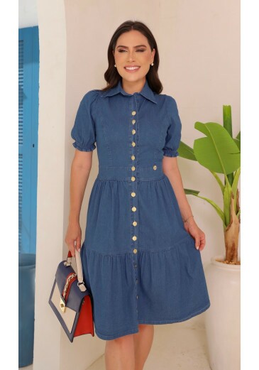 Vestido Thaís Em Tecido Jeans Maria Amore Primavera/Verão 2026