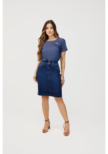 Saia Celia Jeans Nítido Outono/Inverno 2025