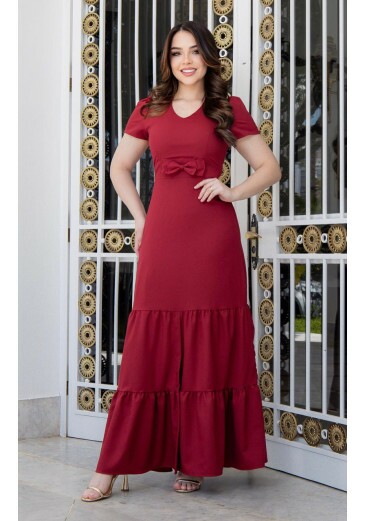 Vestido Raquel Em Crepe Vermelho Maria Amore Primavera/Verão 2026