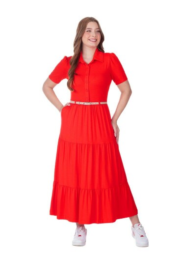 Vestido Paloma Em Malha Flamê Vermelho Hapuk Outono/Inverno 2025