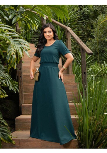 Vestido Cintia Em Crepe Maquinetada Verde Maria Amore Outono/Inverno 2026