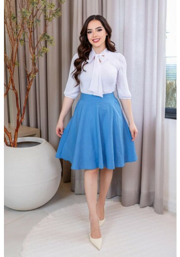 Saia Júlia Em Tecido tweed Azul Maria Amore Outono/Inverno 2026