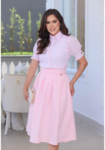 Camisa Marly Em Lese De Algodão Rose Maria Amore Outono/Inverno 2026