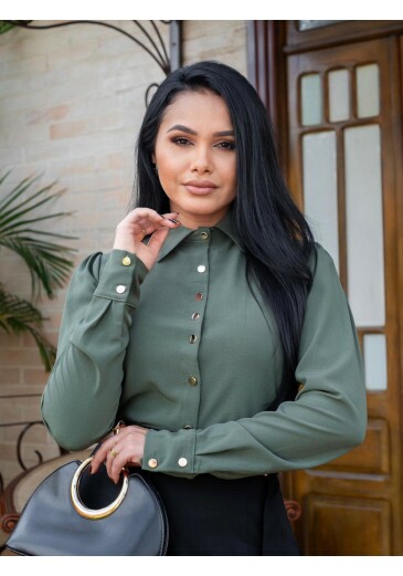 Camisa Beatriz Em Crepe Verde Maria Amore Outono/Inverno 2026
