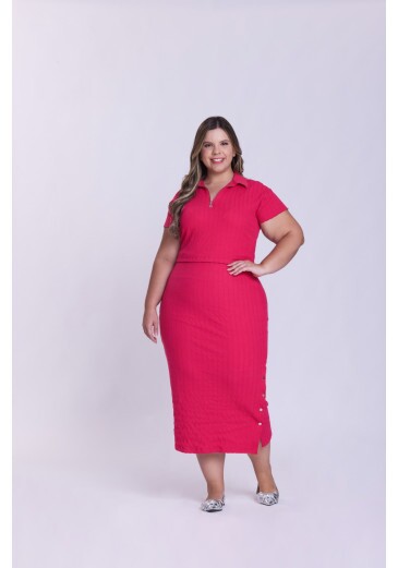 Vestido Fátima Em Malha Canelada Pink Hapuk Outono/Inverno 2026