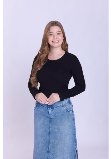 Blusa Adriana Em Malha Canelada Preto Hapuk Outono/Inverno 2026