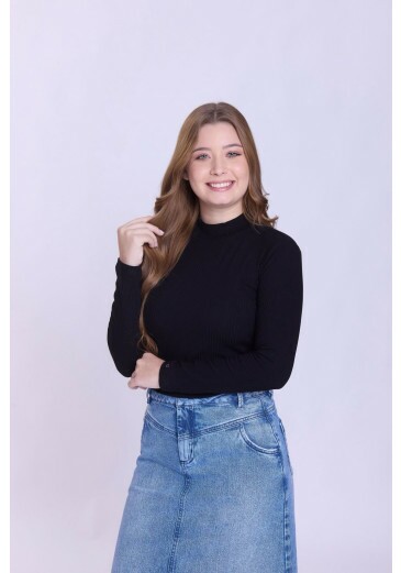 Blusa Sophia Em Malha Canelada Preto Hapuk Outono/Inverno 2026