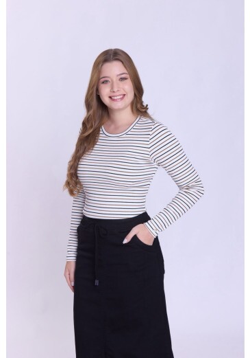 Blusa Roberta Em Malha Canelada Listrada Branco Hapuk Outono/Inverno 2026