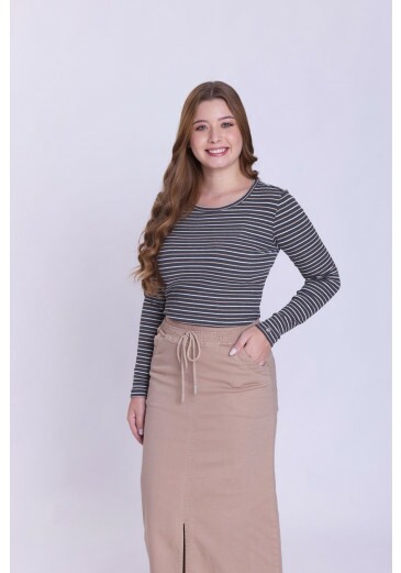 Blusa Roberta Em Malha Canelada Listrada Mescla Hapuk Outono/Inverno 2026