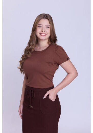 Blusa Cleide Em Malha Marrom Hapuk Outono/Inverno 2026