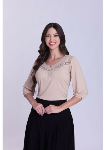 Blusa Arlete Em Malha Bege Hapuk Outono/Inverno 2026