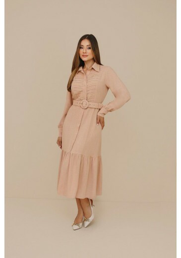 Vestido Camponesa Em Viscose Rose Nitido Outono/Inverno 2026