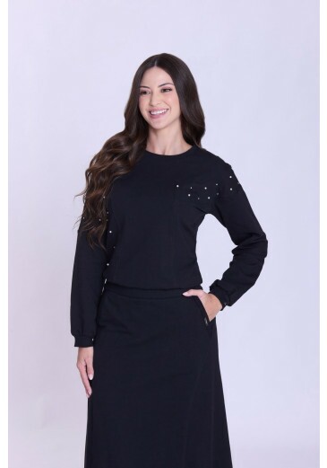 Blusa Quitéria Em Molecotton Preta Hapuk Outono/Inverno 2026