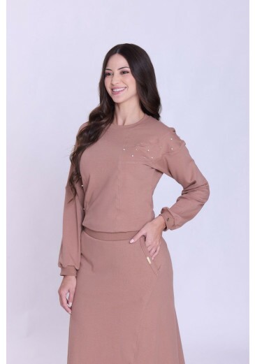 Blusa Quitéria Em Molecotton Marrom Hapuk Outono/Inverno 2026