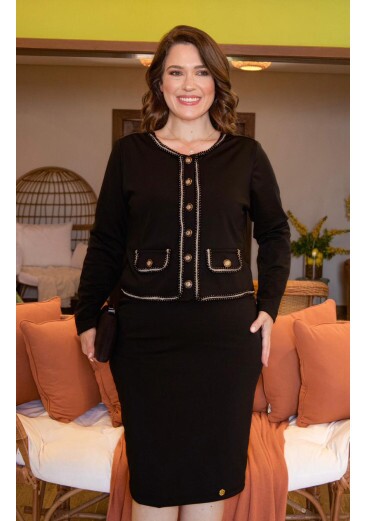 Conjunto Olivia Em Malha Paris Preto Maria Amore Outono/Inverno 2026