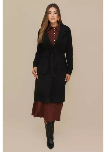 Trench Coats Brenda Em Alfaiataria Preto Nitido Outono/Inverno 2026 