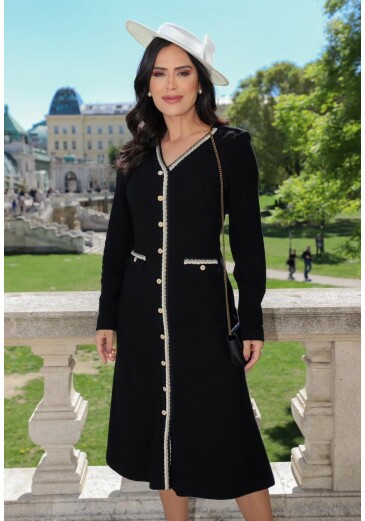Vestido Olga Em Malha Premium Preto Maria Amore Outono/Inverno 2026