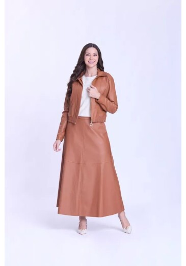 Jaqueta Laura Em Aspecto De Couro Caramelo Hapuk Outono/Inverno 2026