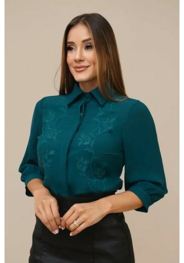 Camisa Heloise Em Crepe Verde Nitido Outono/Inverno 2026