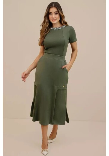 Saia Alice Em Moletom Verde  Nitido Outono/Inverno 2026