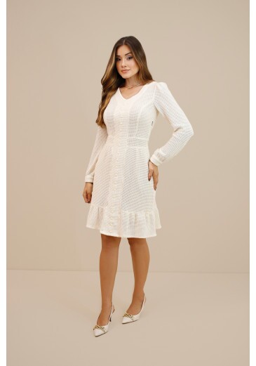 Vestido Rafa Em Crochet Branco Nitido Outono/Inverno 2026
