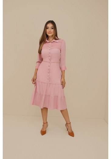 Vestido Pietra Em Crepe Vicenza Rosa Nitido Outono/Inverno 2026