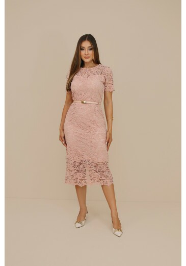 Vestido Chanel Em Renda Richilieu Aveludada Rosa Nitido Outono/Inverno 2026
