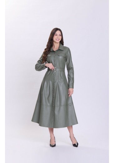 Vestido Elis Em Tecido Plano Verde Hapuk Outono/Inverno 2026