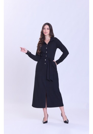 Vestido Dolores Em Malha Texturizada Preto Hapuk Outono/Inverno 2026