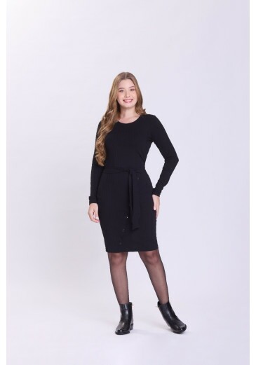Vestido Flaviana Em Malha Canelada Preto Hapuk Outono/Inverno 2026