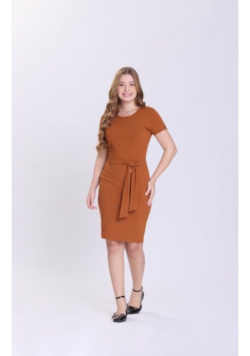 Vestido Madalena Em Malha Canelada Caramelo Hapuk Outono/Inverno 2026