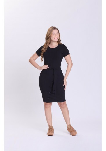 Vestido Madalena Em Malha Canelada Preto Hapuk Outono/Inverno 2026