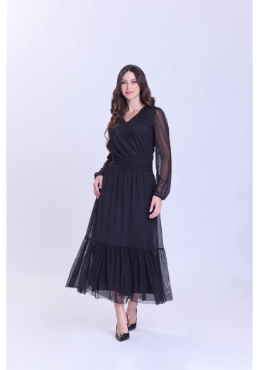 Vestido Cassiane Em Malha Tule Preto Hapuk Outono/Inverno 2026