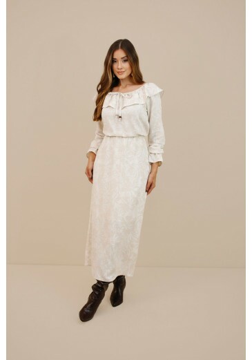 Vestido Verediana Em Viscose Jacquard Off White Nitido Outono/Inverno 2026