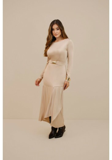 Vestido Angel Em Malha De Viscose Glow Caqui Nitido Outono/Inverno 2026