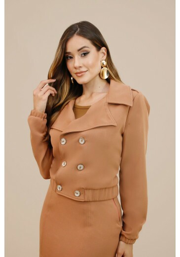 Jaqueta Diana Em Blazer Shape Bomber Kaki Nitido Outono/Inverno 2026